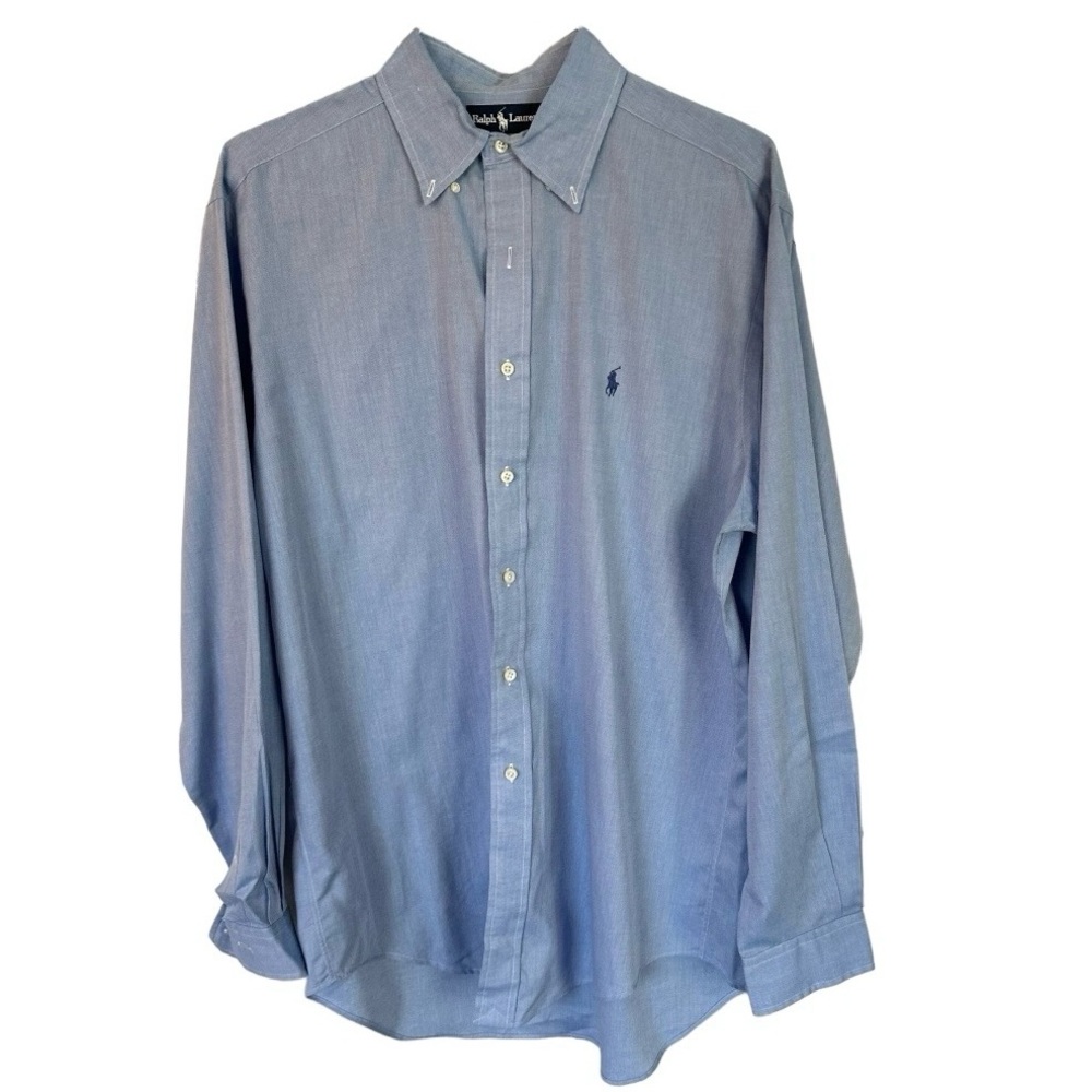 Ralph Lauren Yarmouth Men’s Blue Button Down Shirt Size 16-35